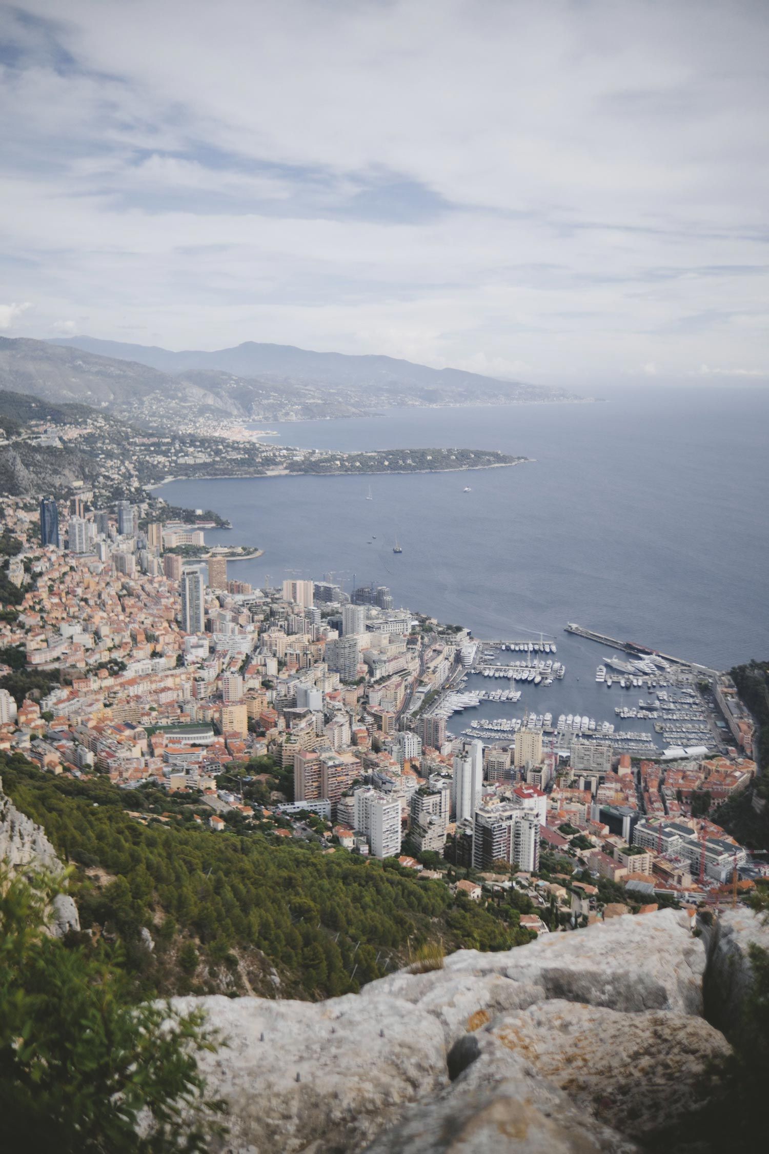 Monaco and its harbour seen from the hills above